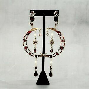 �y���������z�A�N�Z�T���[�@�l�b�N���X�@�S�[���f���C�������O�A�[���f�R�n�C�p�[�X�^�[���[���G�i����orecchini dorato art deco hyper lungo stella luna uccello smalto rosso x9