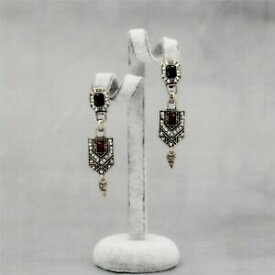 【送料無料】アクセサリー　ネックレス　アールデコレトロイヤリングクリップorecchini clip on dorato art deco rettangolo punta rosso retr j8