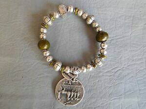 �y���������z�A�N�Z�T���[�@�l�b�N���X�@�u���X���b�g�A���W�F���g�����C��ensoleiade bracelet perle gris argent verte breloque medaille romaine charms