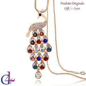 yzANZT[@lbNX@lbNXhiXtXL[GgNX^CXg[collana donna oro swarovski elements originale g4love cristalli pavone strass