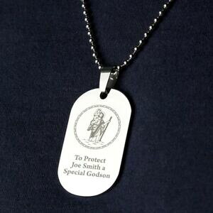 yzANZT[@lbNX@JX^XeXX`[^OlbNXpersonalizzato inciso san cristoforo in acciaio inox dog tag collana idea regalo