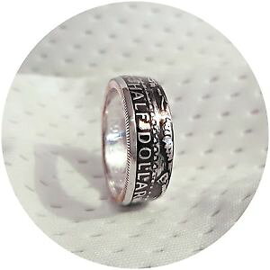 yzANZT[@lbNX@hnhChOTCYusa moneta da mezzo dollaro fatto a mano anello, varie taglie