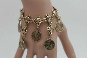 yzANZT[@lbNX@re[WS[hRCt[r[YuXbg`F[donna antico arruginato oro vintage moneta perlina fiore cinturino a catena
