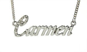 【送料無料】アクセサリー ネックレス kホワイトゴールドカルメンチェーンデザイナーネックレス18k bianco oro placcato collana con nome carmenbridal nome catena designer