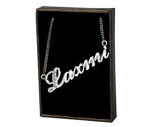 【送料無料】アクセサリー ネックレス ネームネックレスシュミktホワイトゴールドメッキnome collana laxmi 18 kt bianco placcato oroalta qualitdiwali