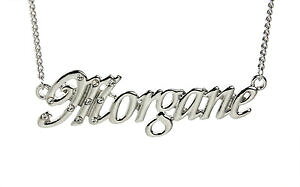 【送料無料】アクセサリー ネックレス kホワイトゴールドメッキクリスマスペンダントネックレス18k bianco oro placcato collana con nome morganeanniversario natale ciondolo