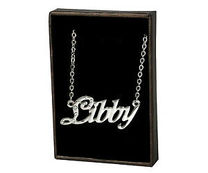 【送料無料】アクセサリー ネックレス ネームネックレスホワイトゴールドメッキクリスタルクリスマスアクセサリnome collana libby 18ct bianco oro placcatocristalli accessori natale