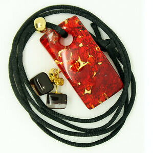 yzANZT[@lbNX@S[hmxl`AKXy_g[uZbgCOrosso e oro murano vetro veneziana ciondolo e orecchini a lobo set