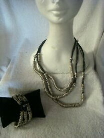 【送料無料】アクセサリー　ネックレス　ファッションネックレスシルバーブレスレットhand crafted fashion collana e bracciale in nero e argento