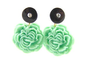 yzANZT[@lbNX@S[hO[sS[fCG[CONX^r[orecchini a perno oro dorato con fiore verde amp; cristallo, di ctia levy