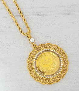 yzANZT[@lbNX@`F[gRtugra kolye catena osmanli turco oro moneta ceyrek 22 ayar altin kaplama nuovo