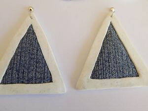 �y���������z�A�N�Z�T���[�@�l�b�N���X�@�u�����W�[��boucles triangle blanc tissu jean bleu polymre