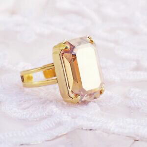 yzANZT[@lbNX@XtXL[ChVhEOrettangolo golden shadow anello con elementi swarovski cristallizzato damigella donore