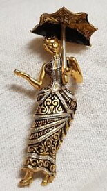 【送料無料】アクセサリー　ネックレス　ビンテージドancien bijou vintage broche or de tolde damascne femme lombrelle a