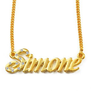 �y���������z�A�N�Z�T���[�@�l�b�N���X�@�l�b�N���X�T�C�����N���X�}�Xcollana con nome simone 18ct placcato oroalta qualit regali di natale