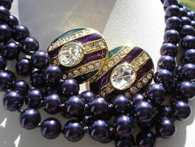 【送料無料】アクセサリー　ネックレス　ボーヴィンテージボバイオレットbeau lot de deux bijoux vintagessautoirbo email strassviolet