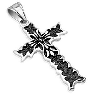 yzANZT[@lbNX@XeXX`[y_glbNX_uy_gVo[NXciondolo doppia croce argento in acciaio inox donna uomo pendant collana emo