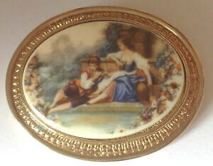 �y���������z�A�N�Z�T���[�@�l�b�N���X�@�r���e�[�W�K�����g�S�[broche bijou vintage came scne galante couleur or finement travaill * 4684