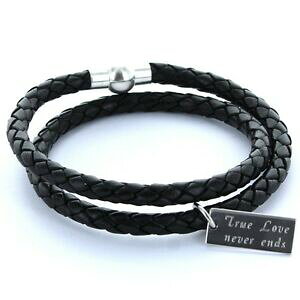 yzANZT[@lbNX@XL×JtJtuomo preferiti bracciale bracciale in pelle 0,5cm 2x avvolto amp; incisione nero
