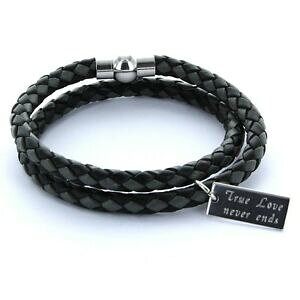 �y���������z�A�N�Z�T���[�@�l�b�N���X�@�X�L��×�J�t�J�t�u���b�N�O���[uomo preferiti bracciale bracciale in pelle 0,5cm 2x avvolto amp; incisione nerogrigio