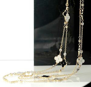 【送料無料】アクセサリー ネックレス ロングネックレスネックレスエナメルゴールデンフラワークラスcollana lunga collana dorato smalto fiore nero bianco class originale qd3
