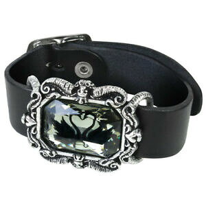 yzANZT[@lbNX@U[XgbvSVbNrNgAuXbgXtXL[ubNXalchemy cigno nero in pelle cinturino da polso gothic victorian bracciale swarovski g