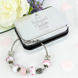 【送料無料】アクセサリー　ネックレス　パーソナライズブレスレットpersonalised wedding silver box and candy charm bracelet
