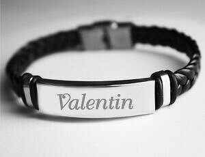 �y���������z�A�N�Z�T���[�@�l�b�N���X�@�u���X���b�gvalentinda uomo bracciale con nomein pelle intrecciato papa regalo di compleanno per lui