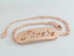 �y���������z�A�N�Z�T���[�@�l�b�N���X�@�t�@�b�V�����S�[���h���[�Yphoebebracciale con nome 18ct rose oro placcatoregali per leifashion