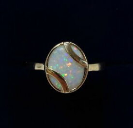 【送料無料】ネックレス　ファンシーオパールリングイエローゴールドサイズグラムfancy opal ring 9ct yellow gold size p us 75 21 grams