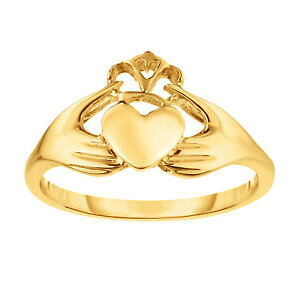 �y���������z�l�b�N���X�@14k�C�F���[�S�[���h�N���_�����O�T�C�Y714k yellow gold claddagh ring, size 7