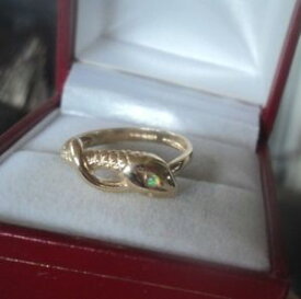 【送料無料】ネックレス　オパールnot plated c1990sヴィンテージ9ctイェローゴールドsnake サイズovintage 9ct yellow gold snake ring with opal not plated c1990s size o