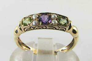 yzlbNX@CG[S[hAWXgyhbgp[A[fRCOsuffragette 9k 9ct yellow gold amethyst peridot pearl art deco ins ring free sz