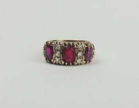 【送料無料】ネックレス　イエローゴールドルビーガラスリングサイズ9ct yellow gold ruby, quartz amp; glass ring uk size o us 7