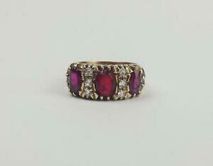 yzlbNX@CG[S[hr[KXOTCY9ct yellow gold ruby, quartz amp; glass ring uk size o us 7