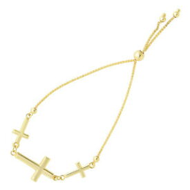 【送料無料】ネックレス　イエローゴールドテーマボロフレンドシップブレスレットsideways crosses theme bolo friendship bracelet in 14k yellow gold, 925