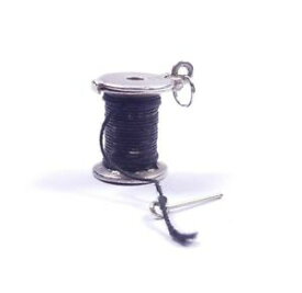 【送料無料】ネックレス　ビンテージコットンリールスプールスレッドニードルスターリングシルバーrare vintage nuvo charm cotton reel spool thread needle sterling silver 36g