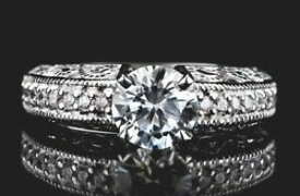 【送料無料】ネックレス　135 ct moissanite9kホワイトゴールドカット135 ct moissanite white round cut engagement wedding ring 9k white gold