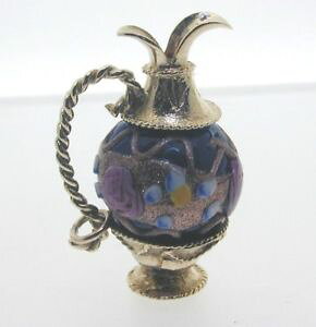 �y���������z�l�b�N���X�@�x�l�`�A�K���X132g9ct�C�F���[�S�[���h9ct yellow gold ewer jug with fabulous venetian glass body 132g