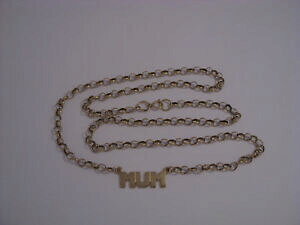 �y���������z�l�b�N���X�@���E���h�x���`���[�S�[���h�v���[�g9ct gold mum plate on 24 round belcher 107gms secondhand