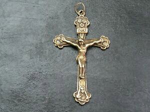 �y���������z�l�b�N���X�@�r���e�[�W�S�[���h�y���_���glarge vintage 9ct gold cricifix pendant c1970