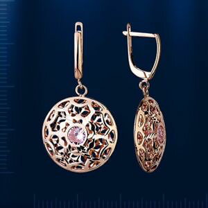 �y���������z�l�b�N���X�@���V�A���[�Y�S�[���h�C�������Orussian rose gold 14k 585 filigree dangle earrings with cz nwt stunning 508 g