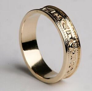 �y���������z�l�b�N���X�@�S�[���h�b�h�N���_�f�U�C�������O14k gold irish made claddagh design ring, wedding, anniversary 6mm wide