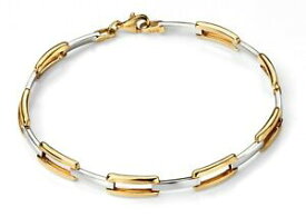 【送料無料】ネックレス　イエローホワイトゴールドリンクブレスレットstunning 9ct yellow and white gold open rectangle link bracelet uk hallmark