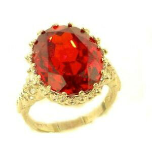 yzlbNX@\bhIWTt@CAOluxury solid 9ct gold large 16x12mm oval 17ct synthetic orange sapphire ring