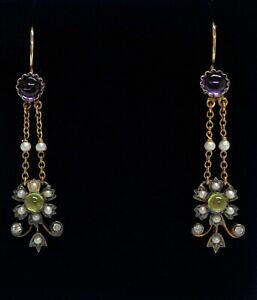 yzlbNX@COhbvS[hfine suffragette gemset drop earrings silver gilt amp; 9ct gold length 52mm