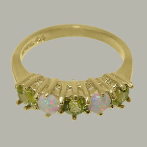 �y���������z�l�b�N���X�@�C�G���[�S�[���h�y���h�b�g�I�p�[�������O�T�C�Y14ct yellow gold natural peridot amp; opal womens eternity ring sizes j to z
