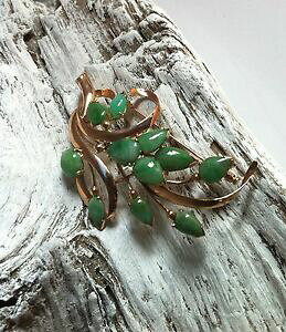 yzlbNX@S[h[tsu[` listingvintage chinese genuine 14k gold amp; green jadeite jade leaf pin brooch tcw 798 g