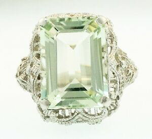 yzlbNX@zCgS[hO[NI[cctOTCYwbh9ct white gold green quartz 888ct filgree setting ring size n 14x10mm head