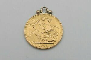 �y���������z�l�b�N���X�@�r�N�g���A�S�[���h�����{�����~���grare 1887 victorian 22ct gold melbourne mint sovereign fitted for a charm 816 g